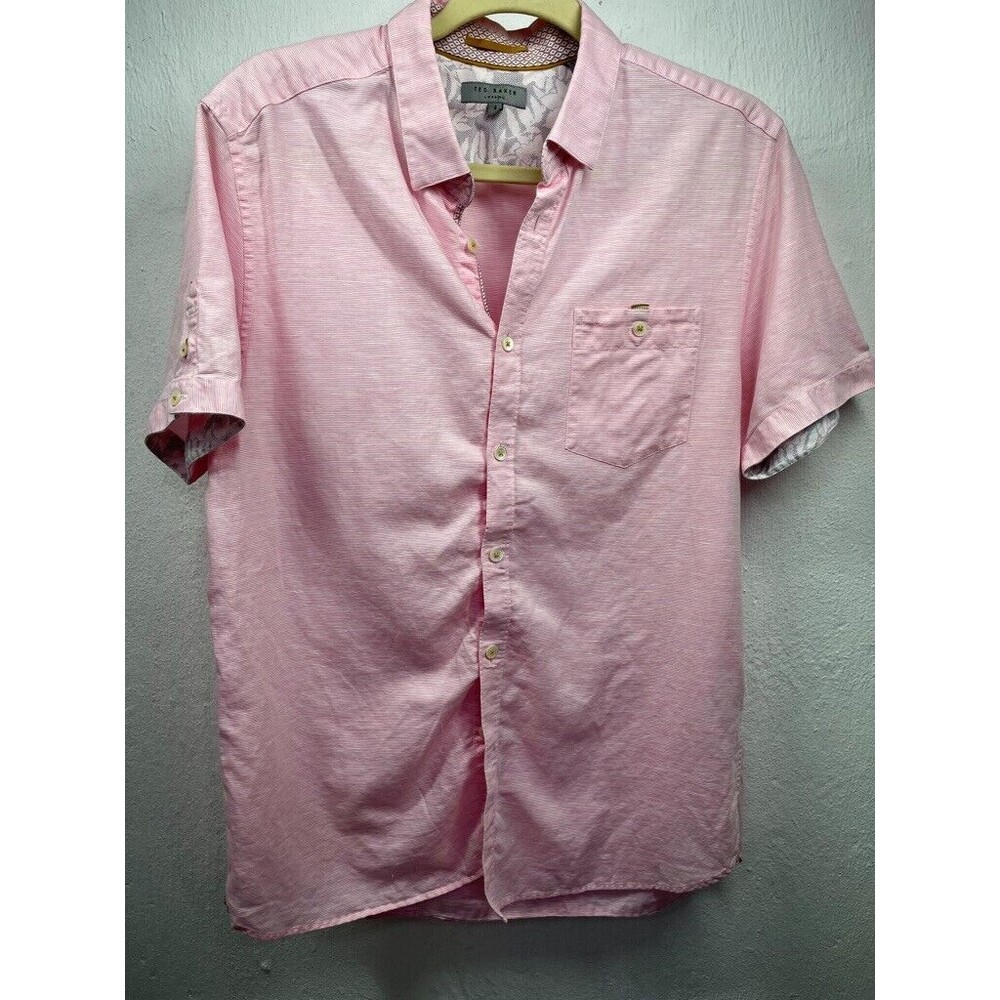 TED BAKER WOMENS BUTTON DOWN SHORT SLEEVE FITTED SHIRT SIZE 4